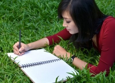 student studying for a college major assessment